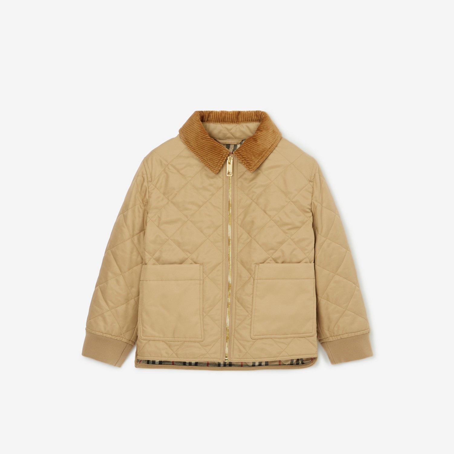 Corduroy Collar Quilted Jacket