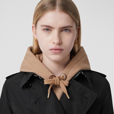 Detachable Hood Taffeta Kensington Trench Coat In Black - Women ...