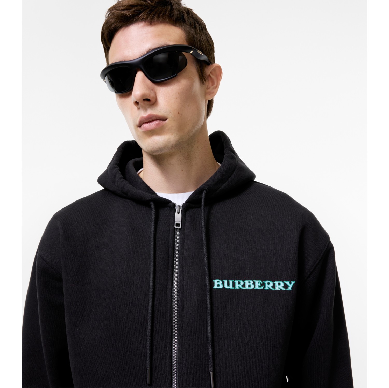 Heritage Logo Cotton Zip Hoodie in Black - Men | Burberry® Official