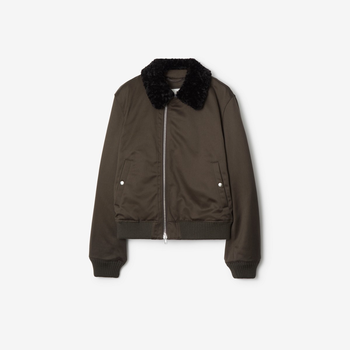 BURBERRY BURBERRY SHEARLING COLLAR COTTON BOMBER JACKET
