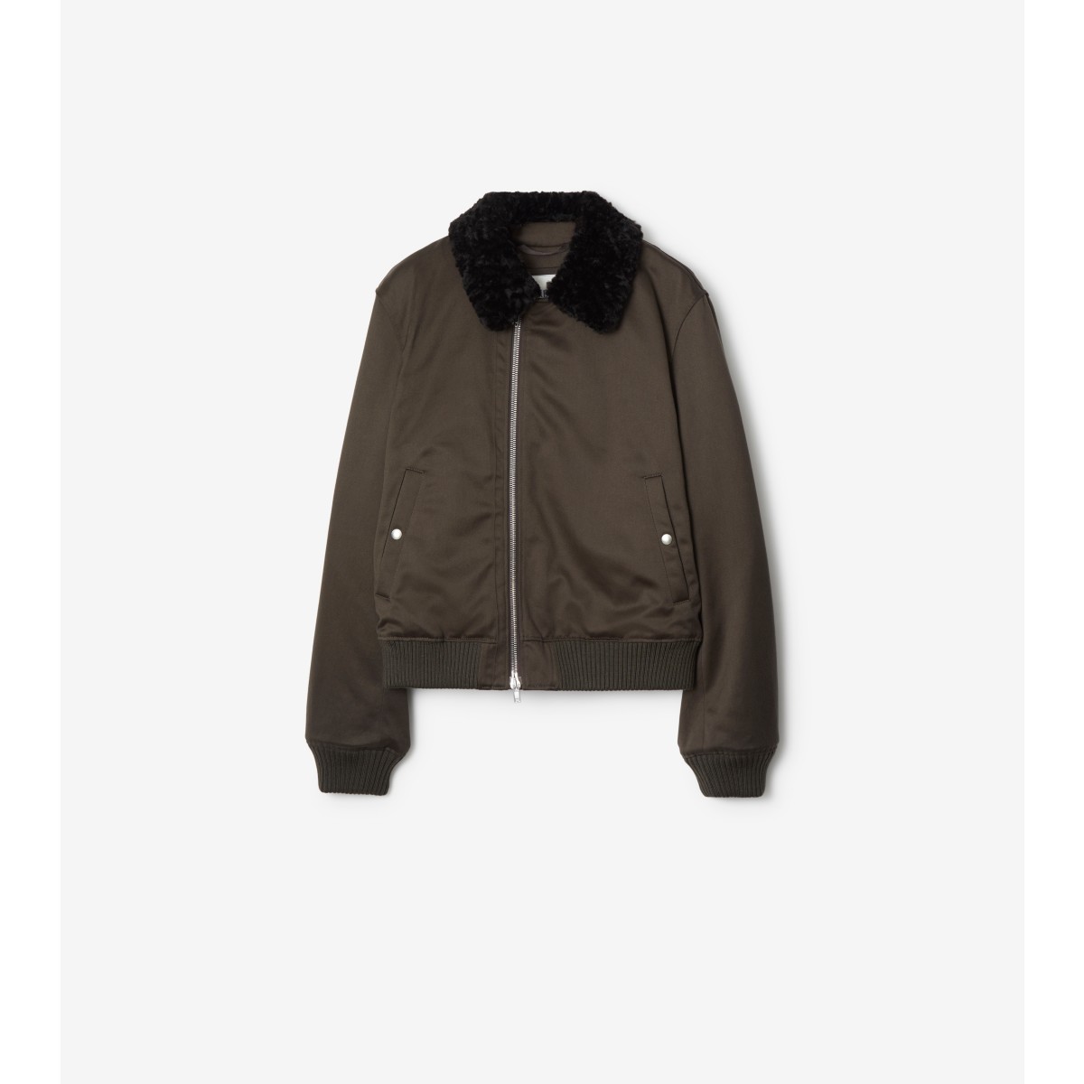 BURBERRY BURBERRY SHEARLING COLLAR COTTON BOMBER JACKET