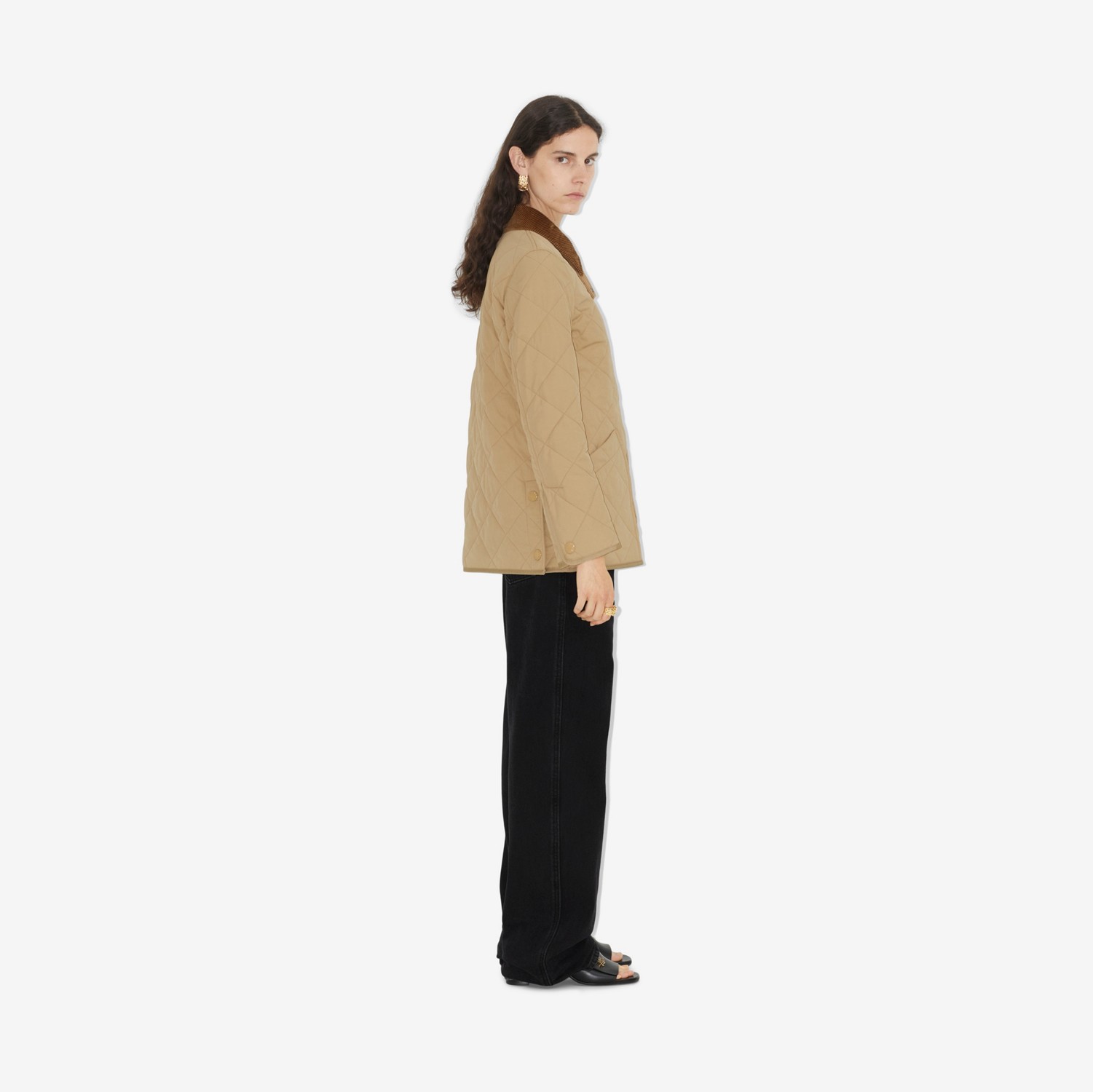 퀼팅 체온조절 반 재킷 (허니) - 여성 | Burberry®