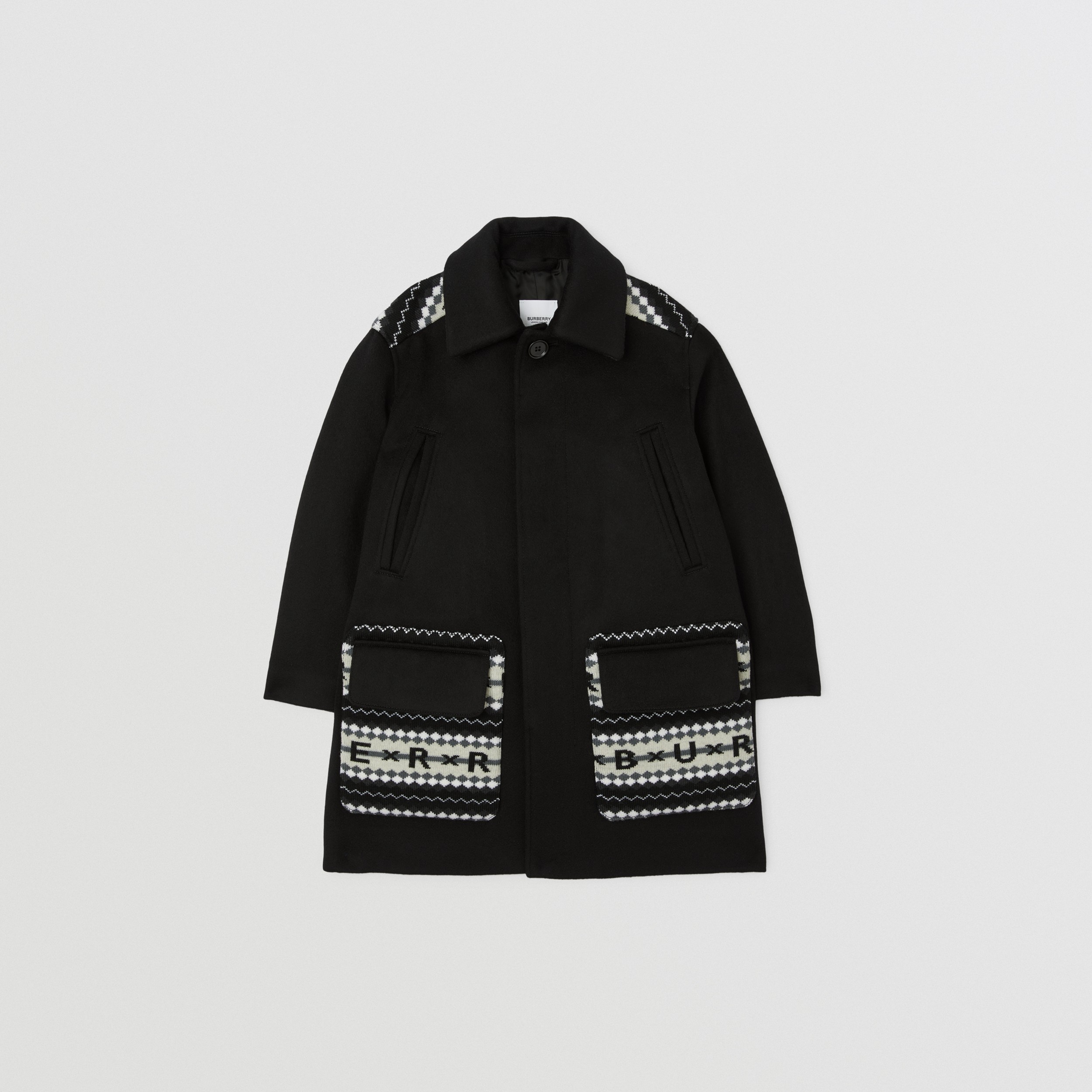 Car coat in cashmere con inserti con logo Fair Isle (Nero) - Bambini | Sito ufficiale Burberry® - 1