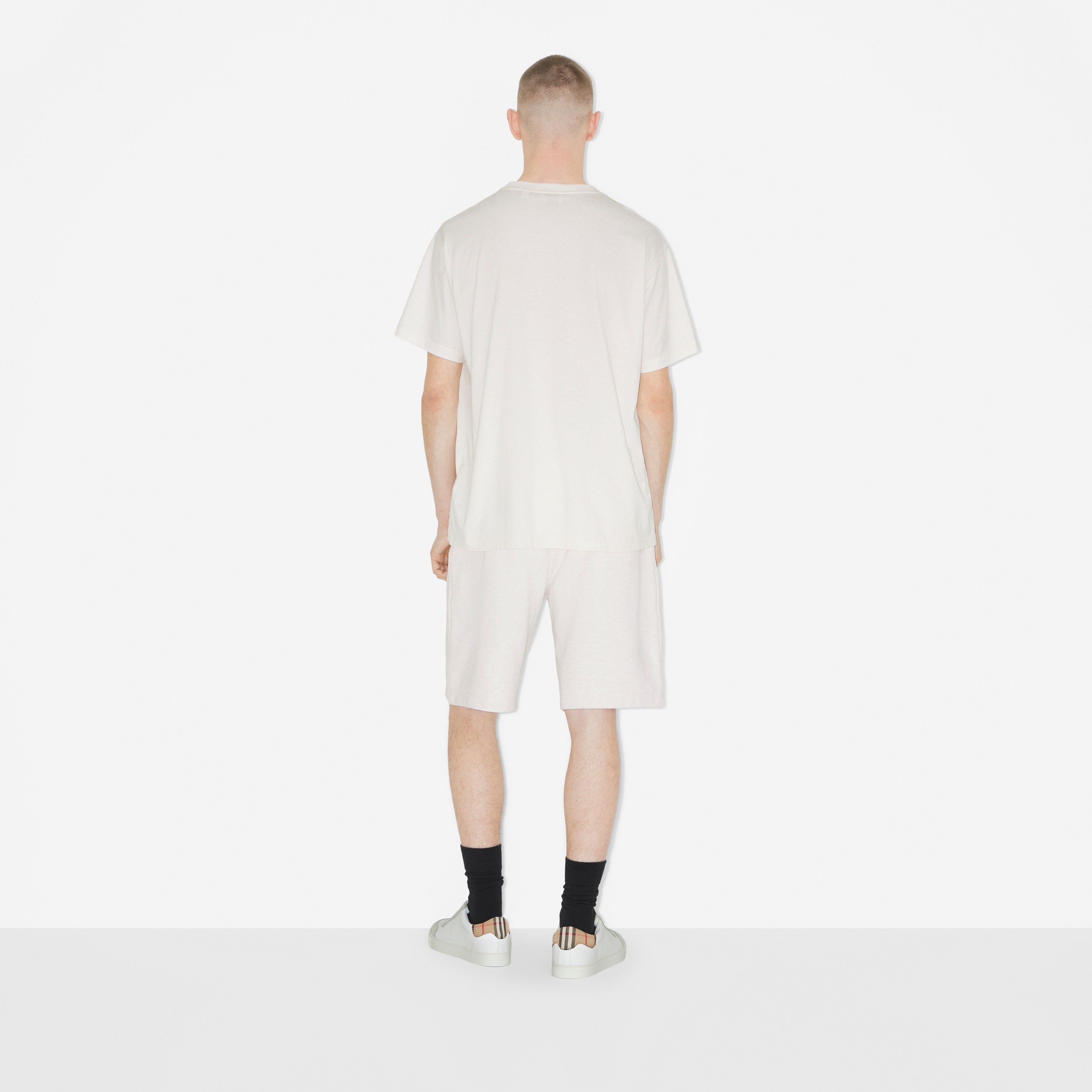 Logo Print Cotton Shorts in Oatmeal Melange - Men | Burberry® Official - 4