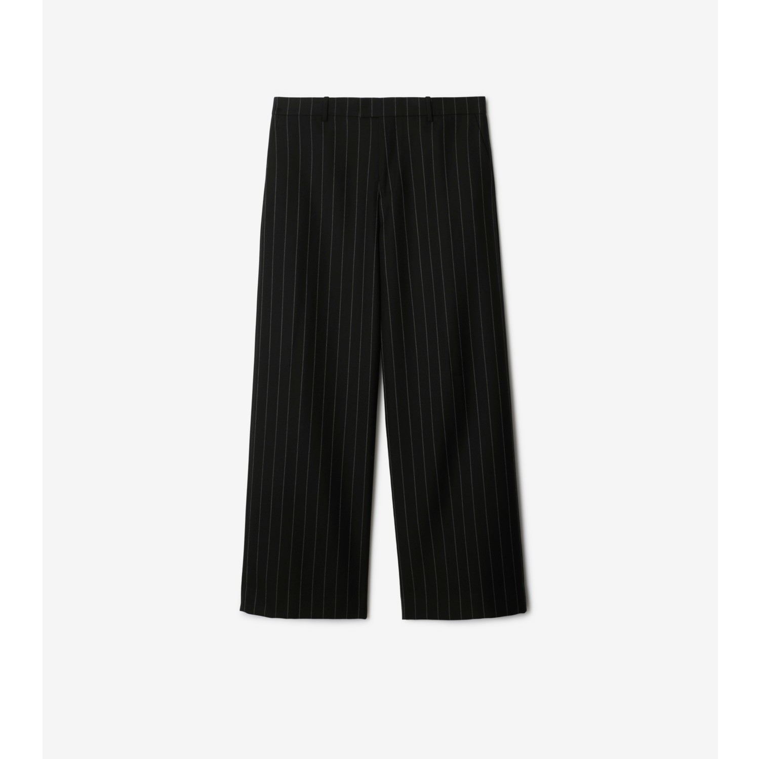 Pinstriped Wool Tailored Trousers