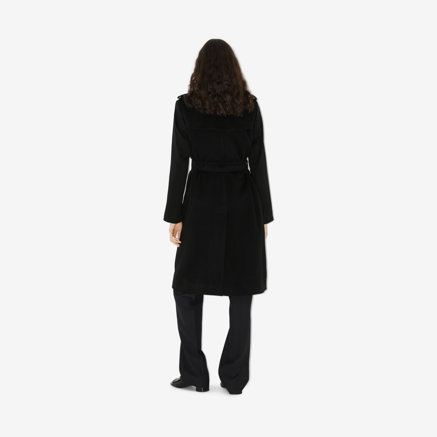 肯辛顿版型 – 长款羊绒混纺 Trench 风衣 (黑色) - 女士 | Burberry® 博柏利官网