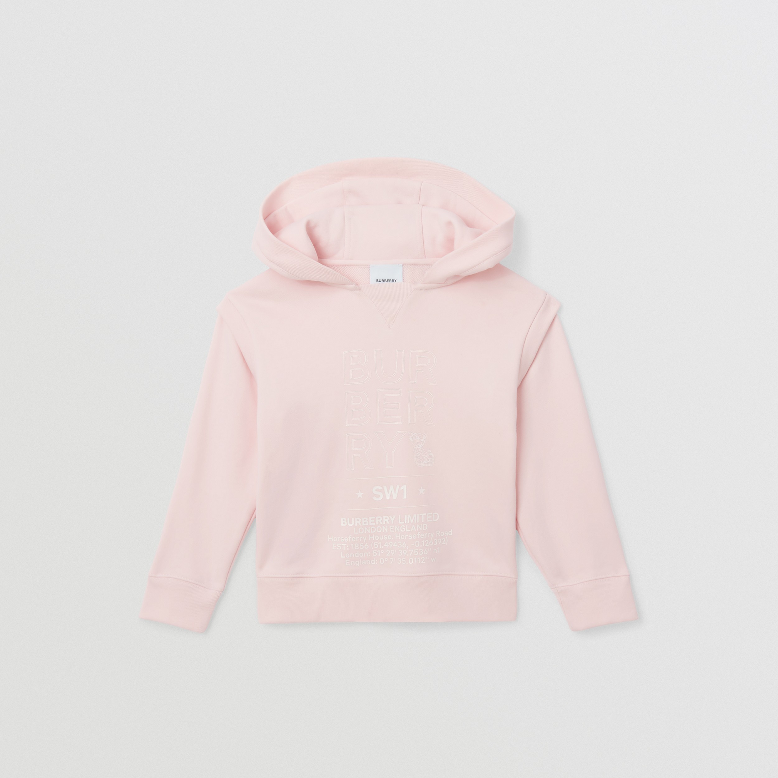 go consensus heaven Logo Sketch Print Cotton Hoodie in Alabaster Pink | Burberry® Official