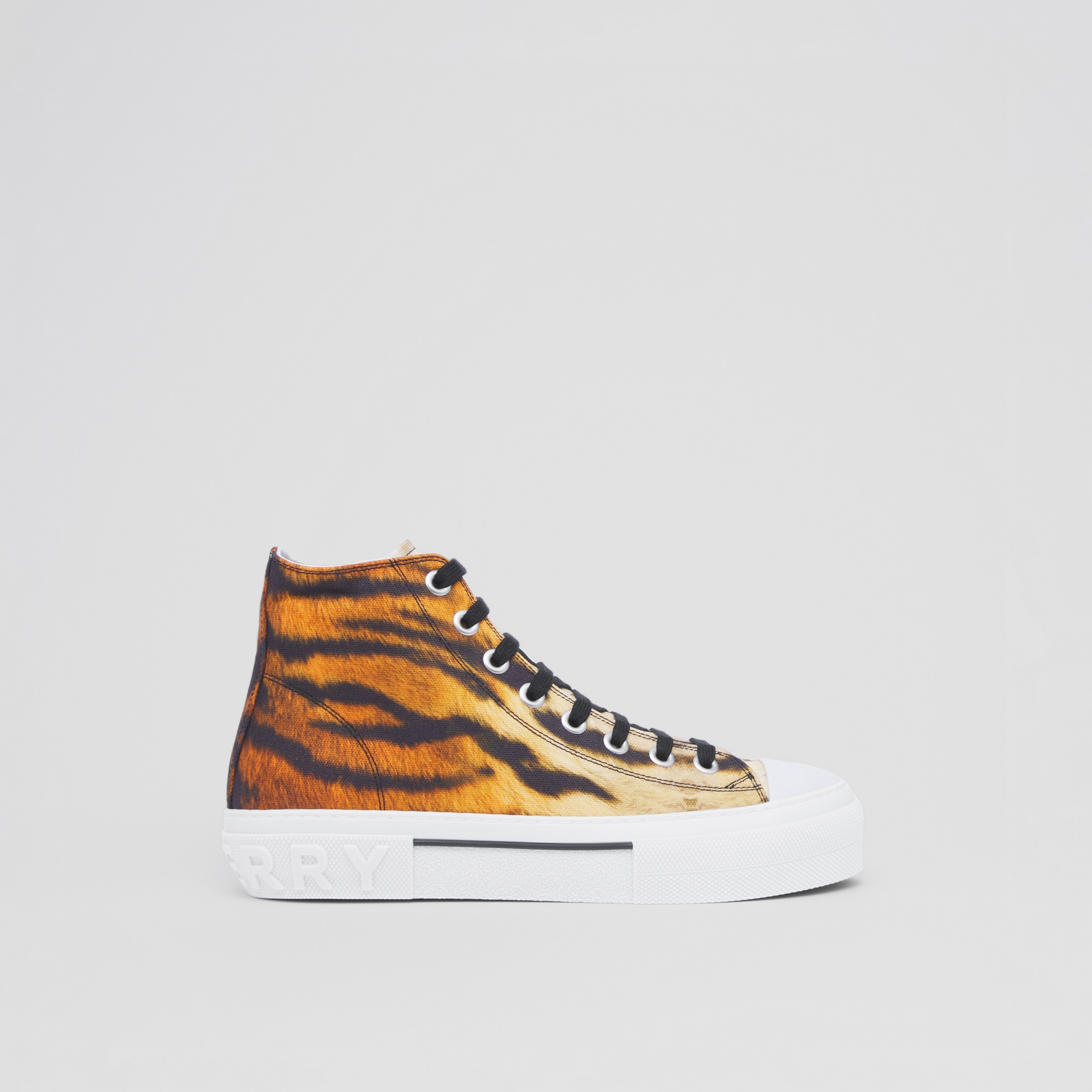 Tiger Print Cotton High-top Sneakers - Women | Burberry® Official - 1