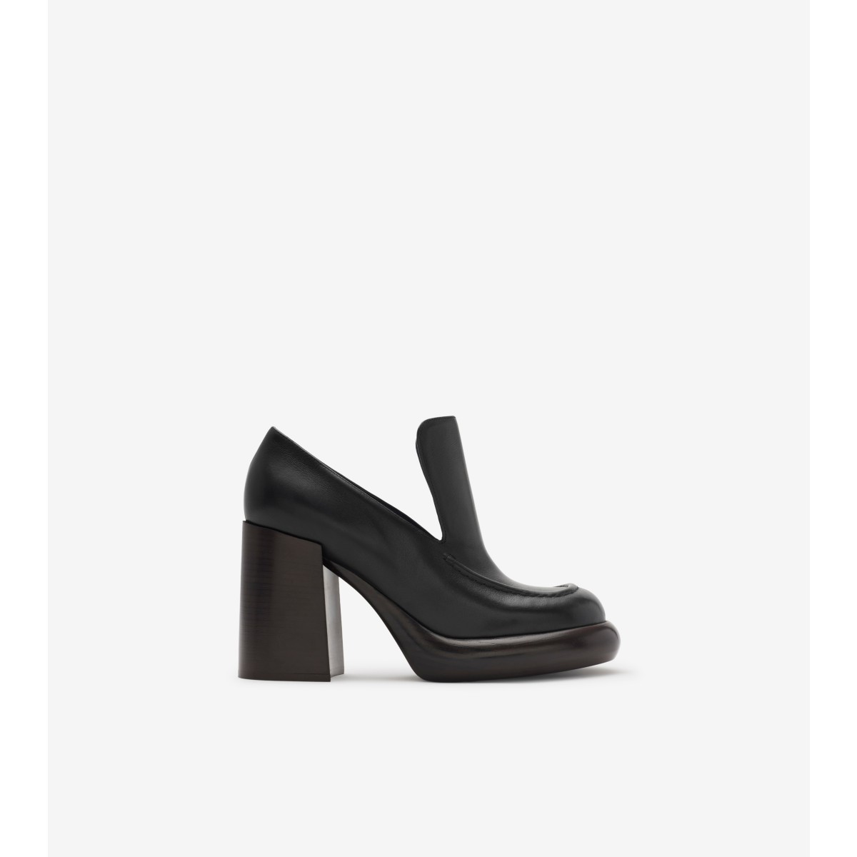 Burberry Leather Wedge Heeled Loafers In Black