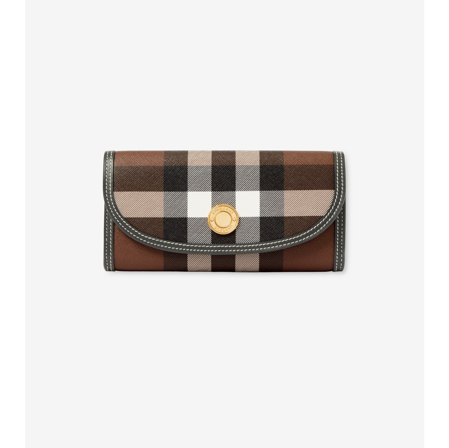 Check Continental Wallet in Dark birch brown Women Burberry Official