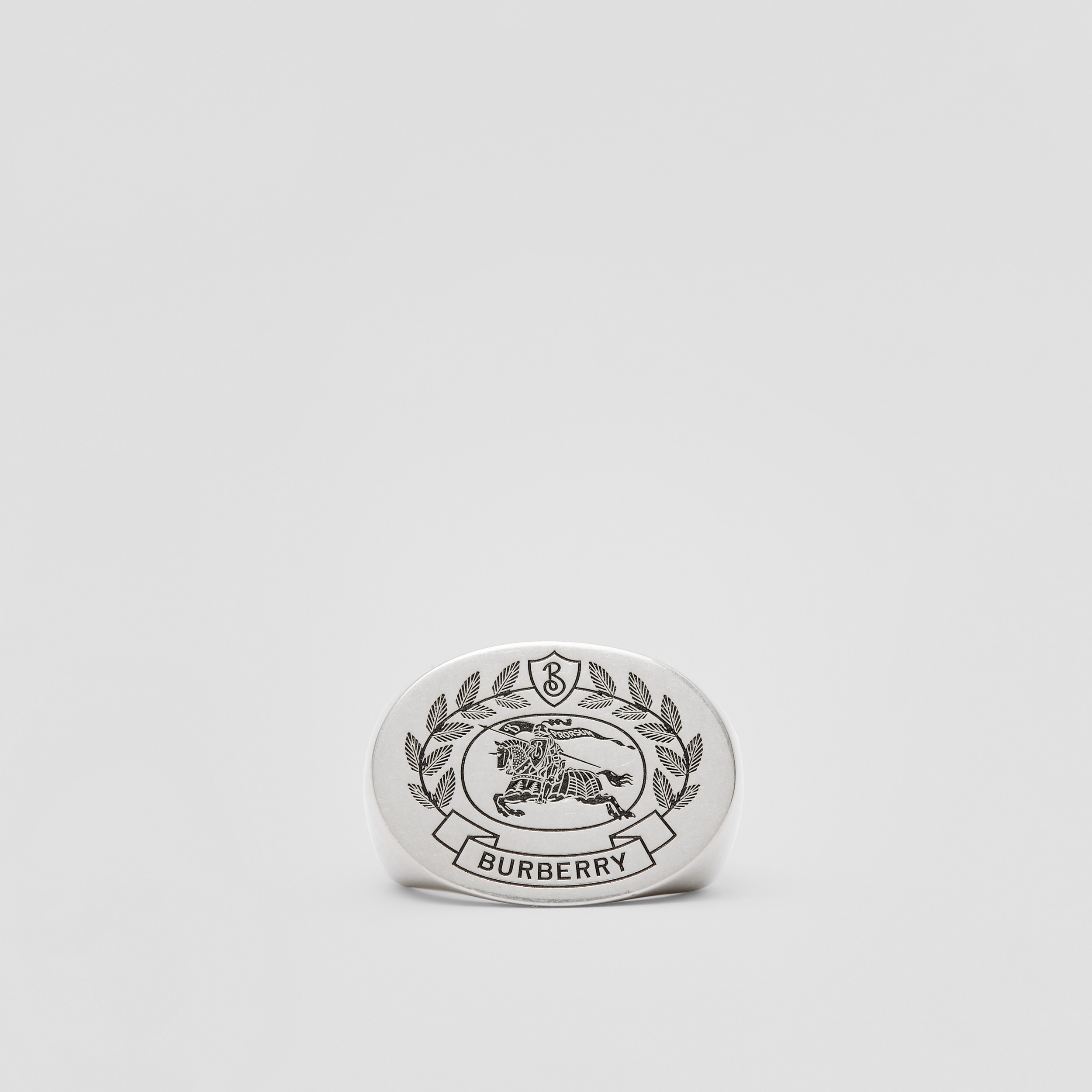 EKD Engraved Palladium-plated Signet Ring in Vintage Steel - Men | Burberry® Official - 1