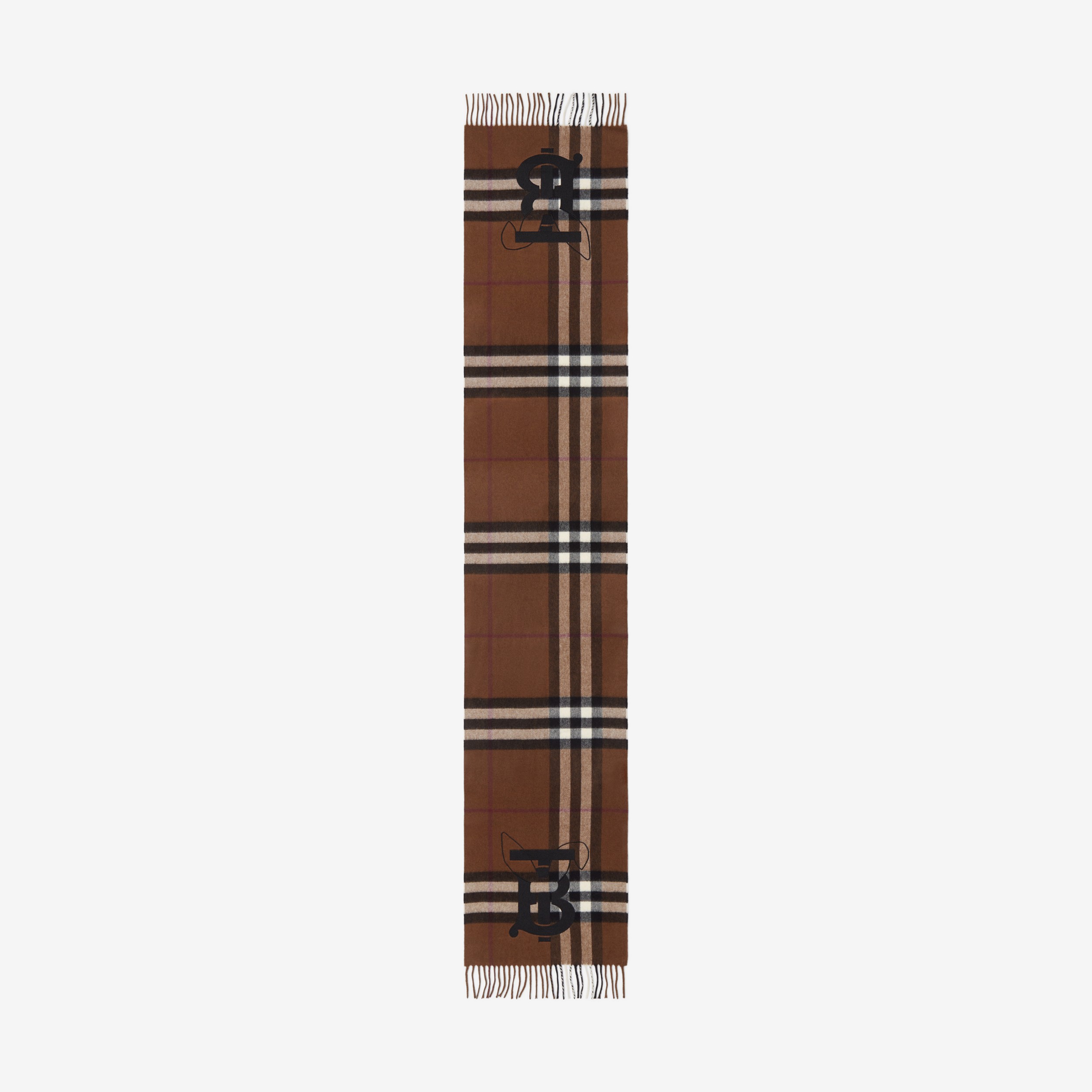 兔子绣标格纹羊绒围巾 (深桦木棕) | Burberry® 博柏利官网 - 2