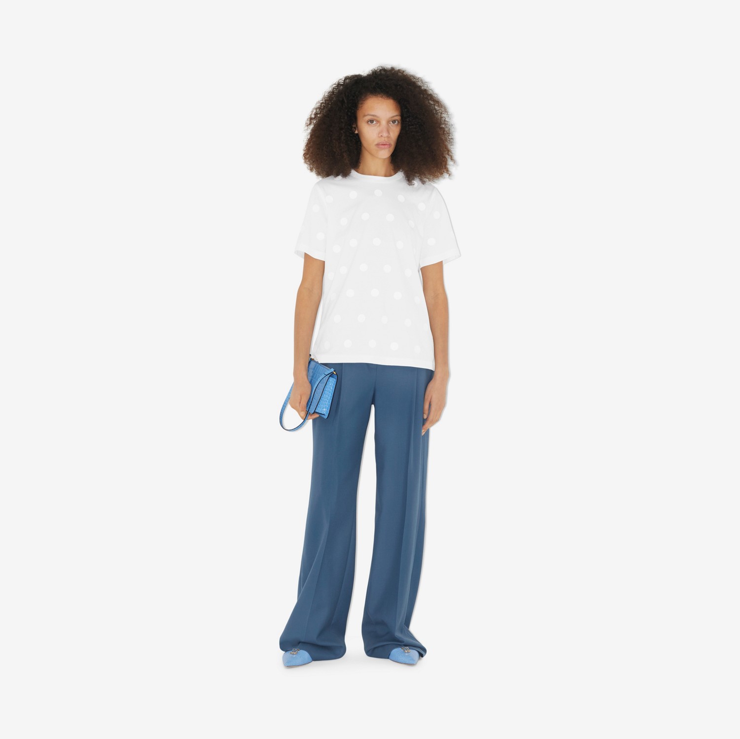 Polka Dot Print Cotton T-shirt in Optic White - Women | Burberry® Official