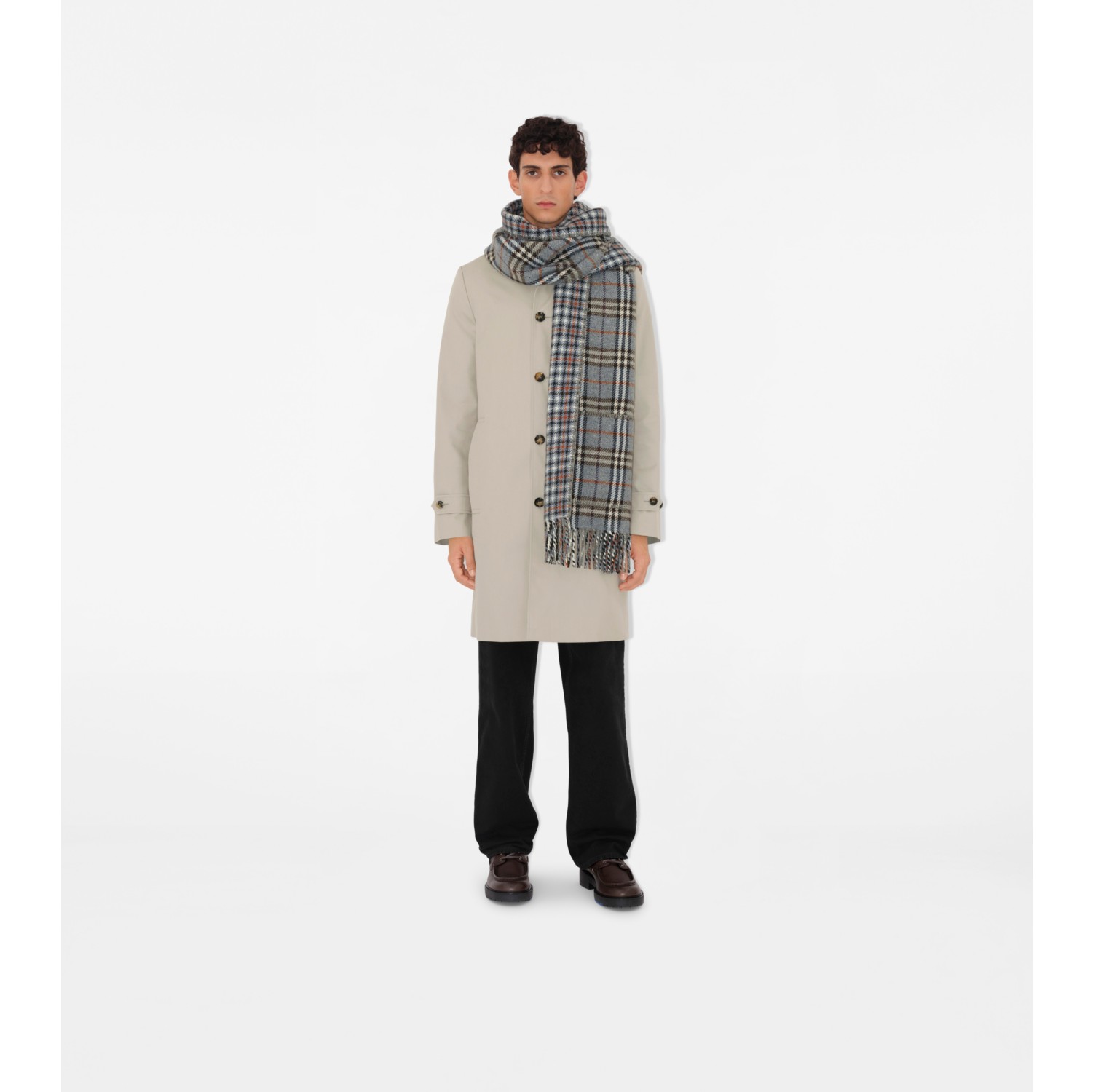 Reversible Check Cashmere Wool Scarf