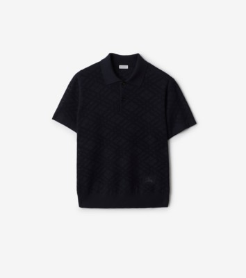 Check Wool Polo Shirt in Silhouette blue - Men | Burberry® Official