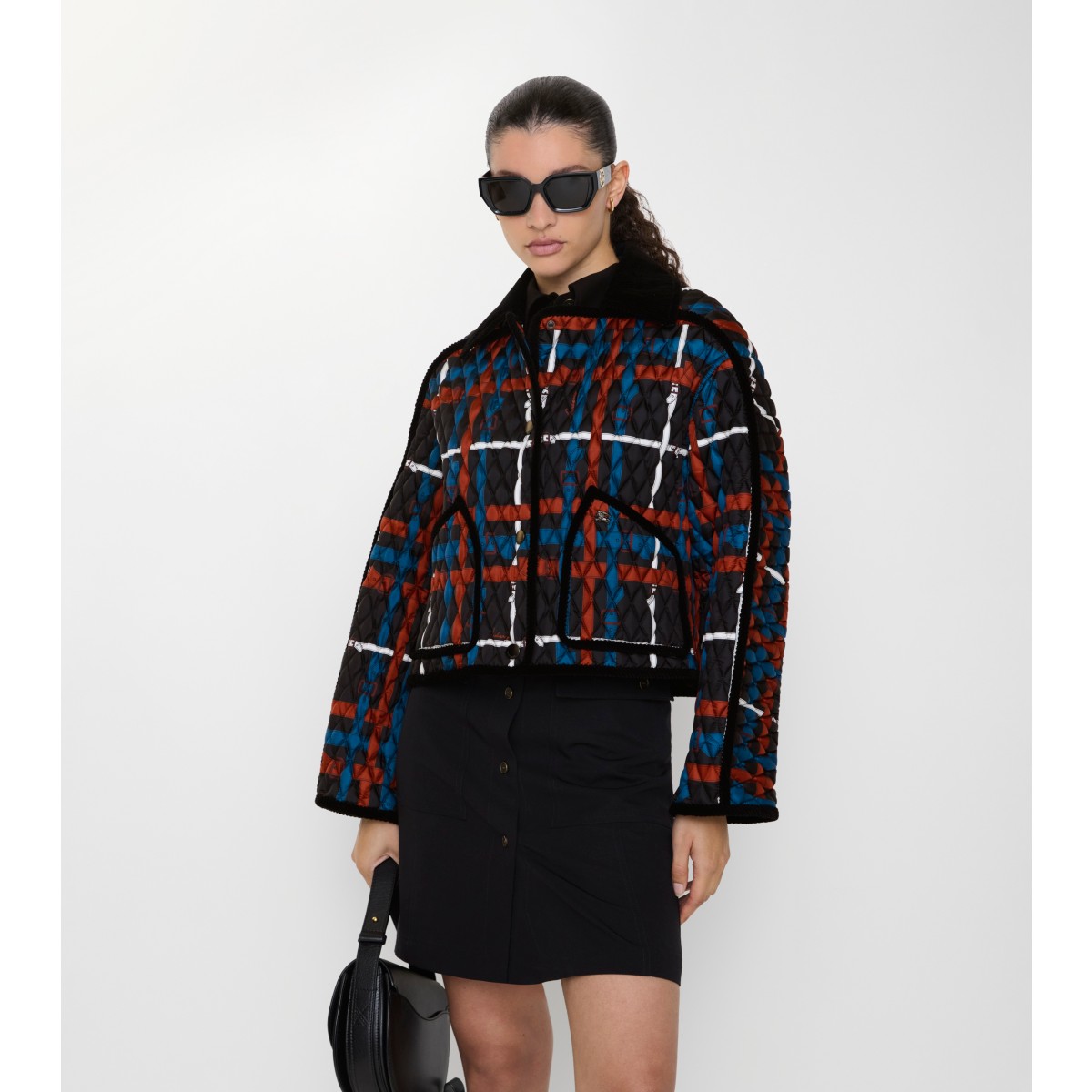  Check Cropped Belt Quilted Floriston Jacket
