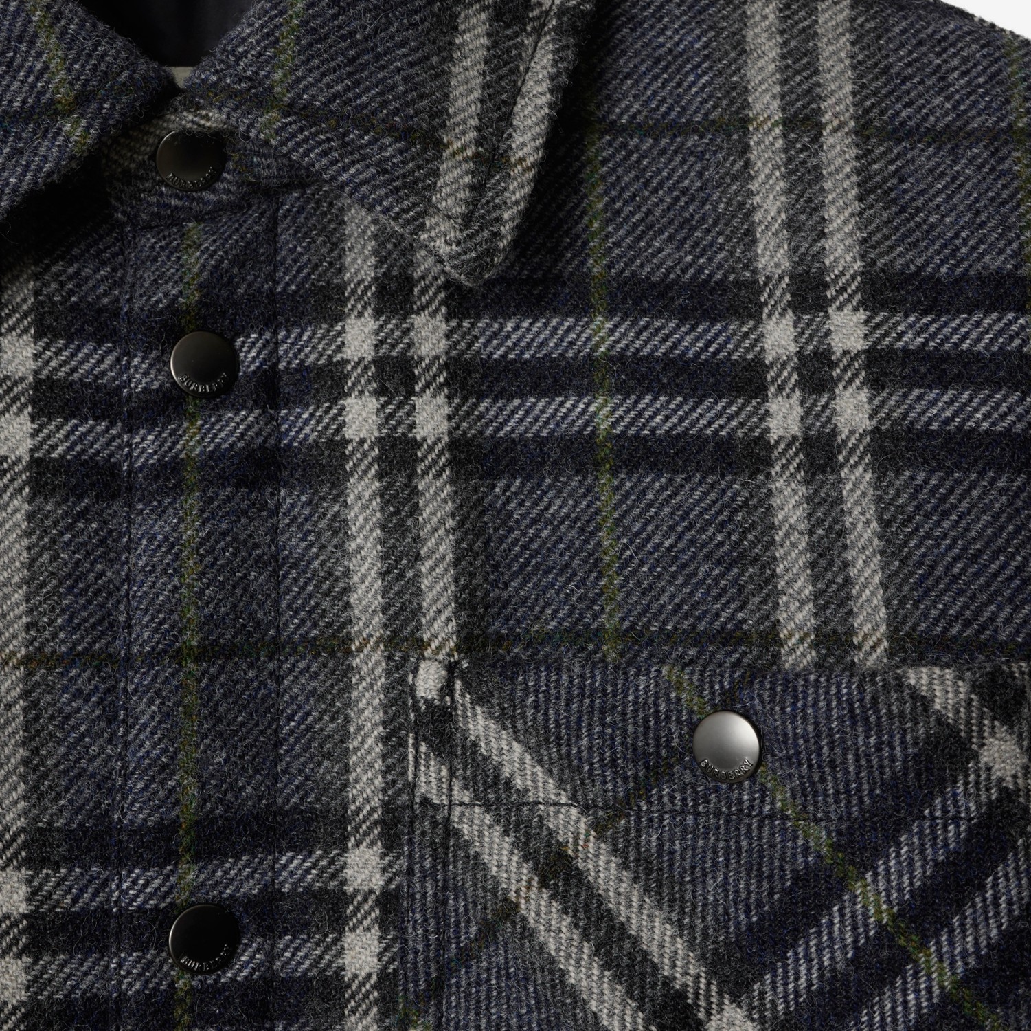 Check Wool Overshirt in Indigo - Men | Burberry® Official Check Wool Overshirt in Indigo - Men | Burberry® Official