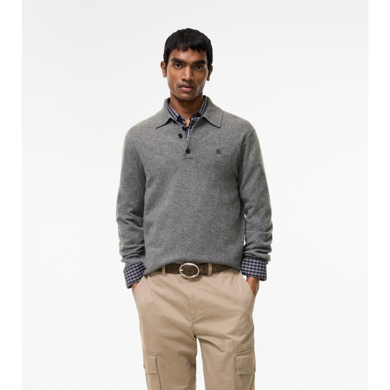 Long-sleeve Cashmere Blend Polo Shirt