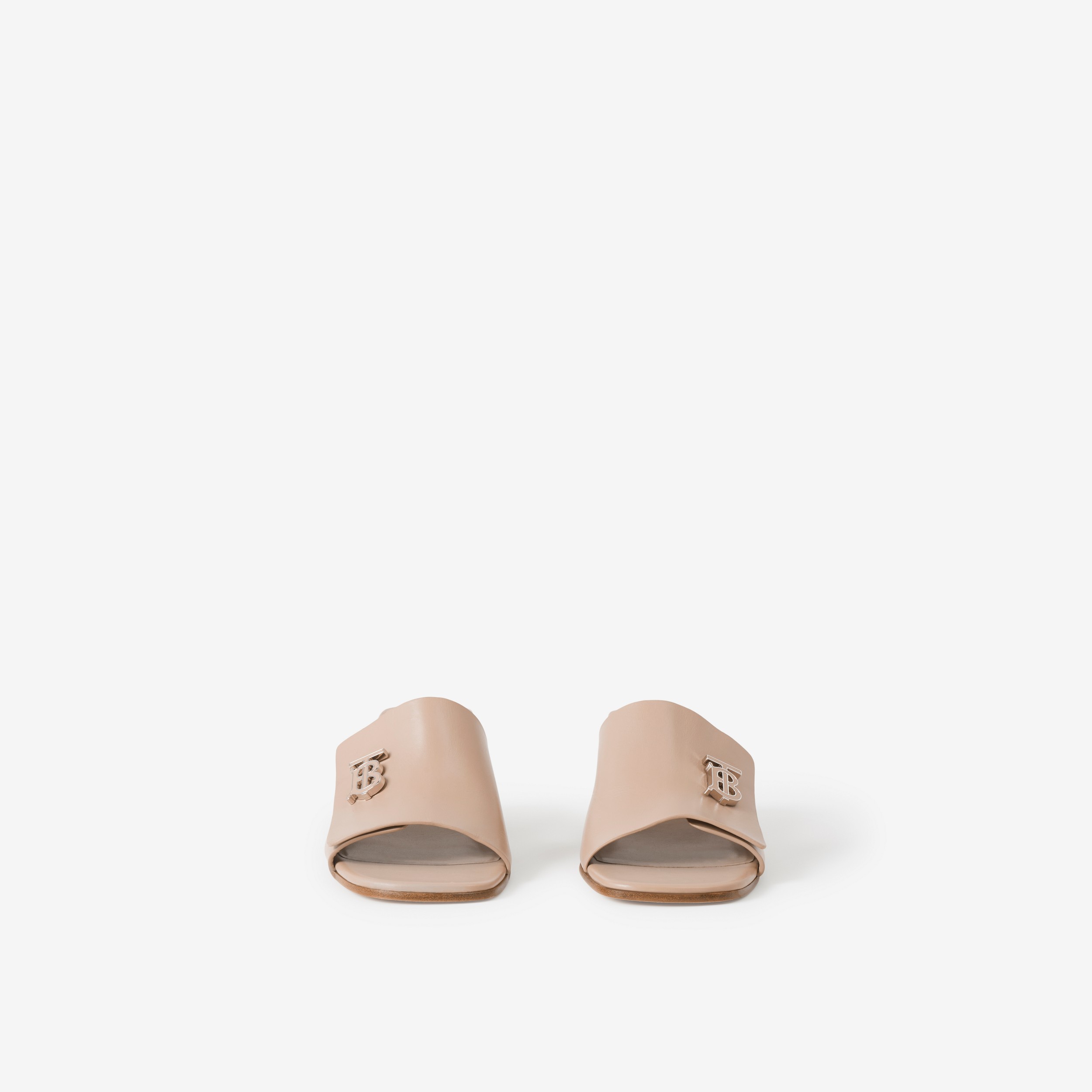 Monogram Motif Leather Mules in Light Almond Brown - Women | Burberry® Official - 2
