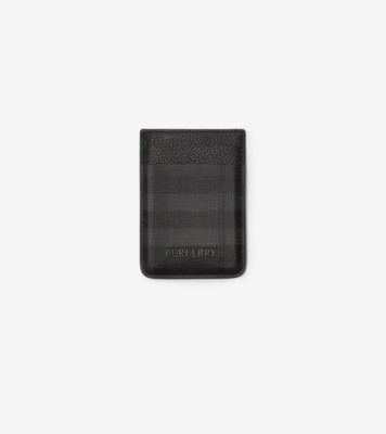 City Check Magnetic Card Case in Iron grey - Men, Technical