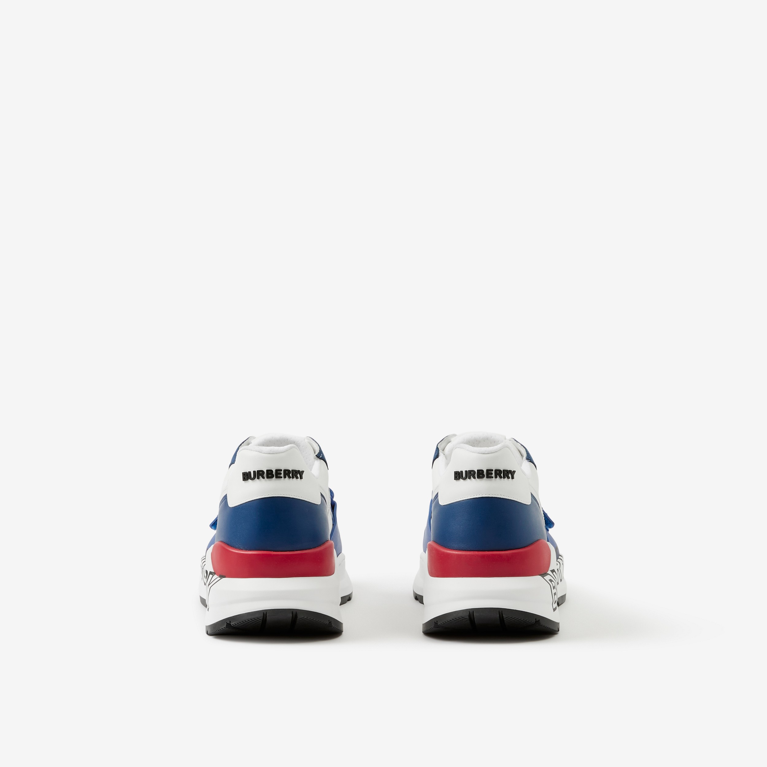 Logo Print Leather Sneakers in Navy/red/white - Men | Burberry® Official - 3