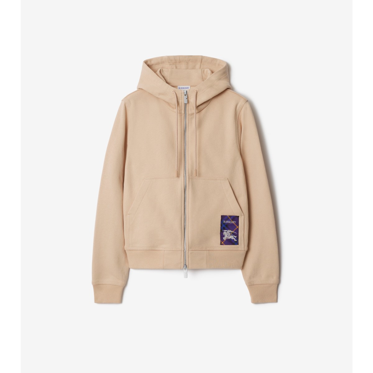  Check Label Cotton Zip Hoodie