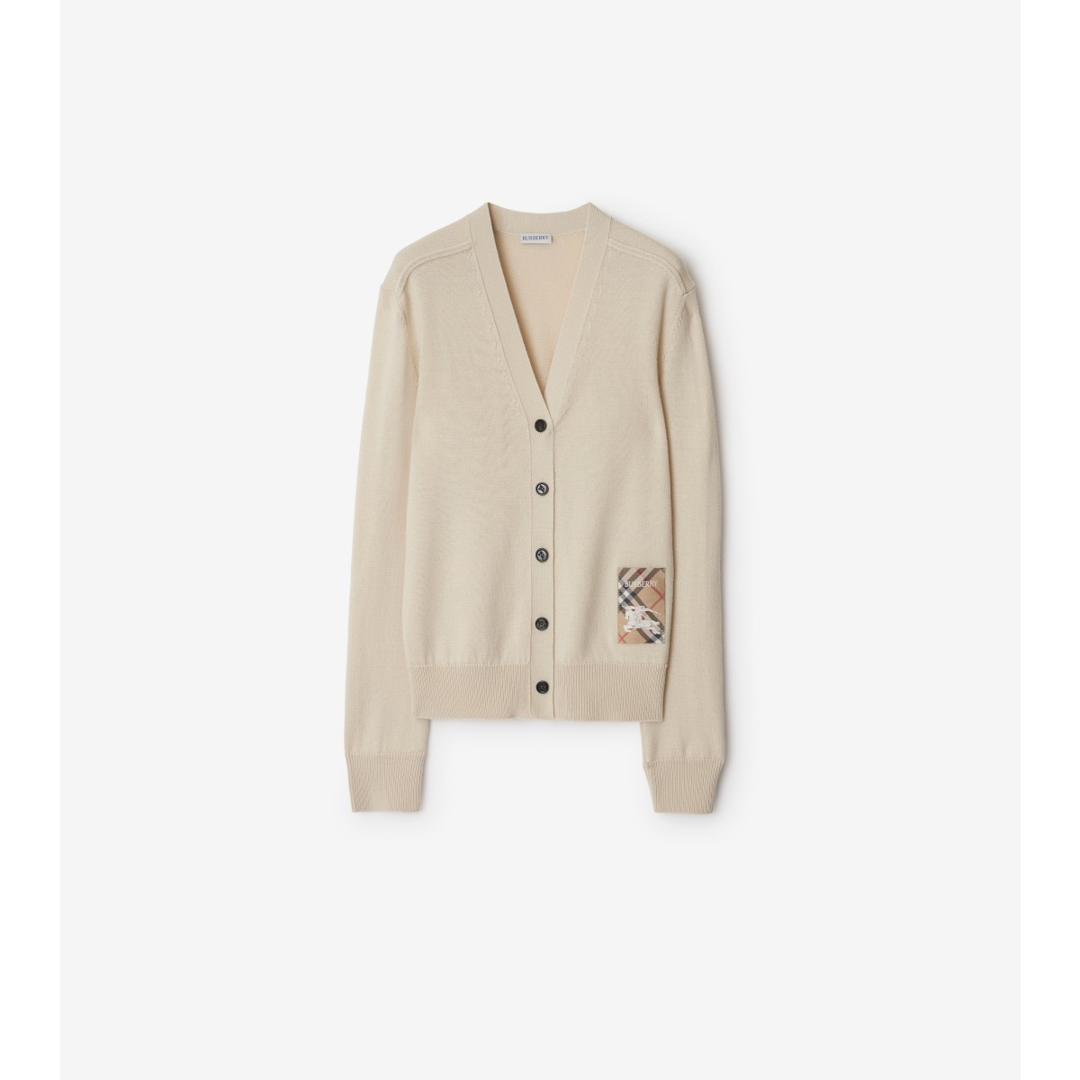  Check Label Wool Cardigan