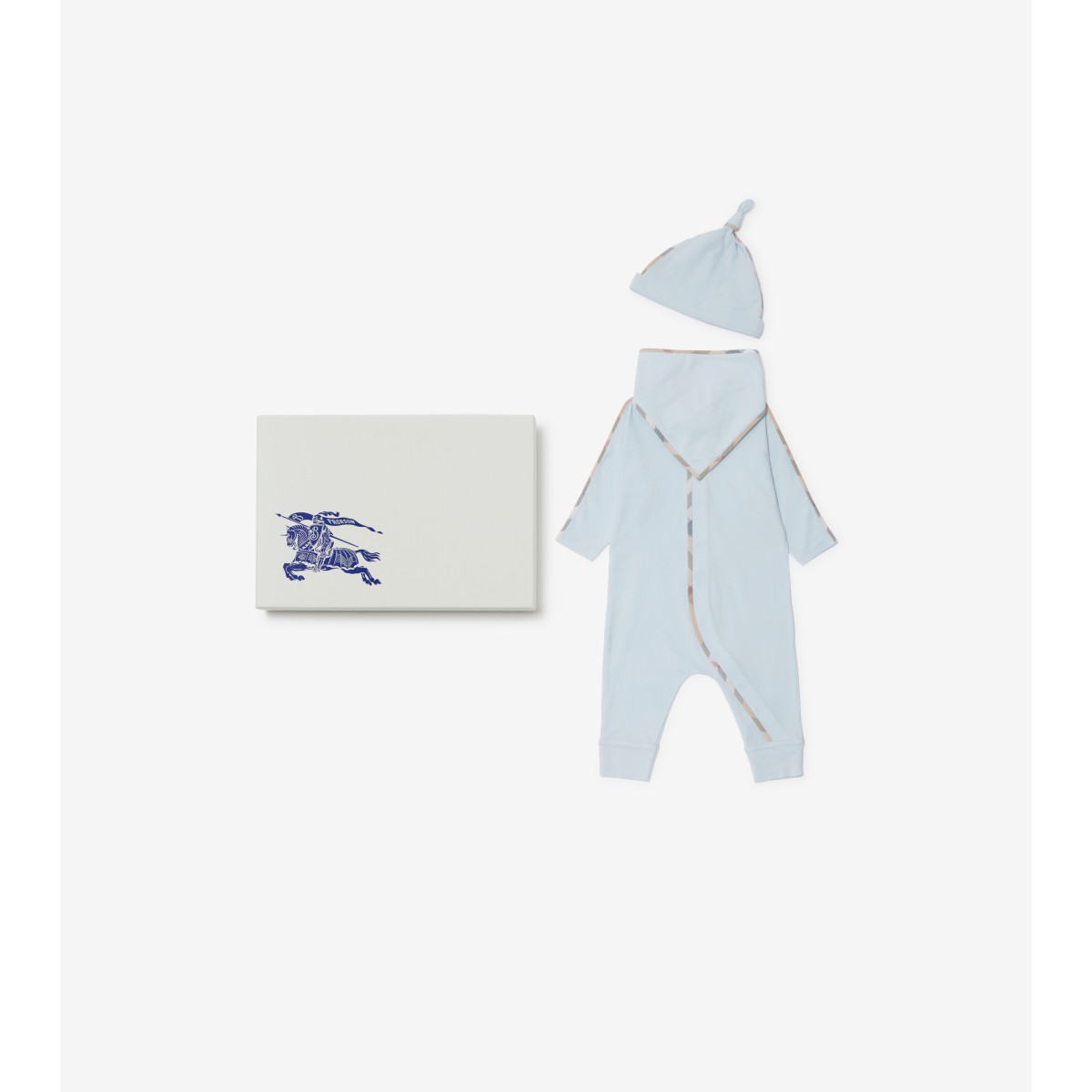  Check Stretch Cotton Three-piece Baby Gift Set