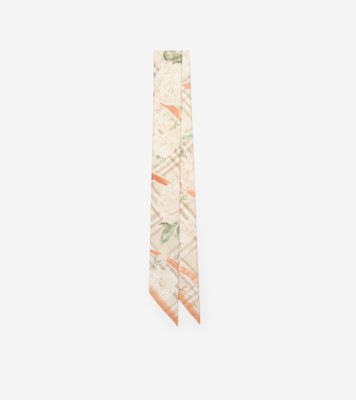 Skinny Rose Check Silk Scarf Honey ®
