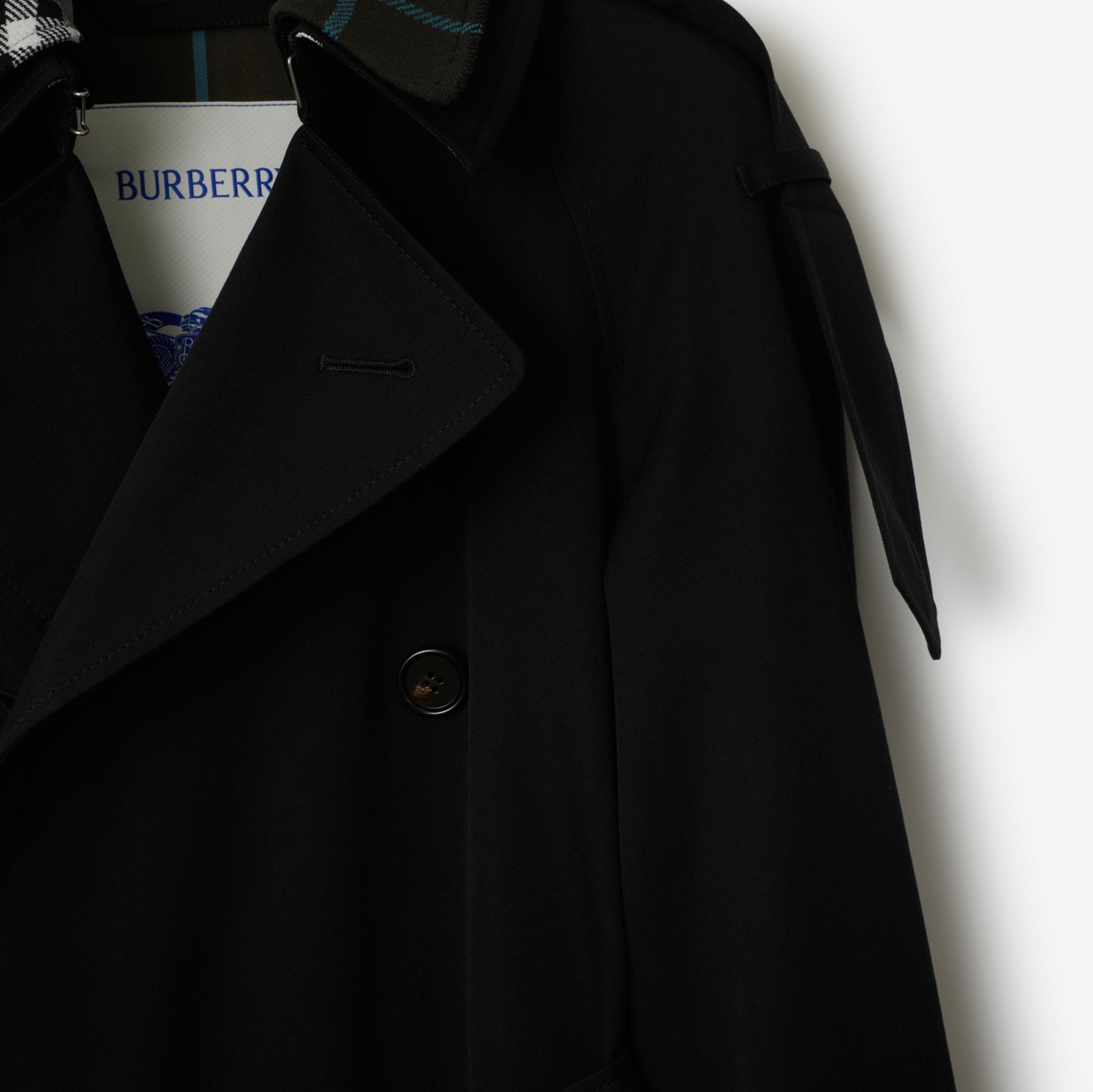 Long Gabardine Trench Coat in Black - Women, Cotton Long Gabardine Trench Coat in Black - Women, Cotton