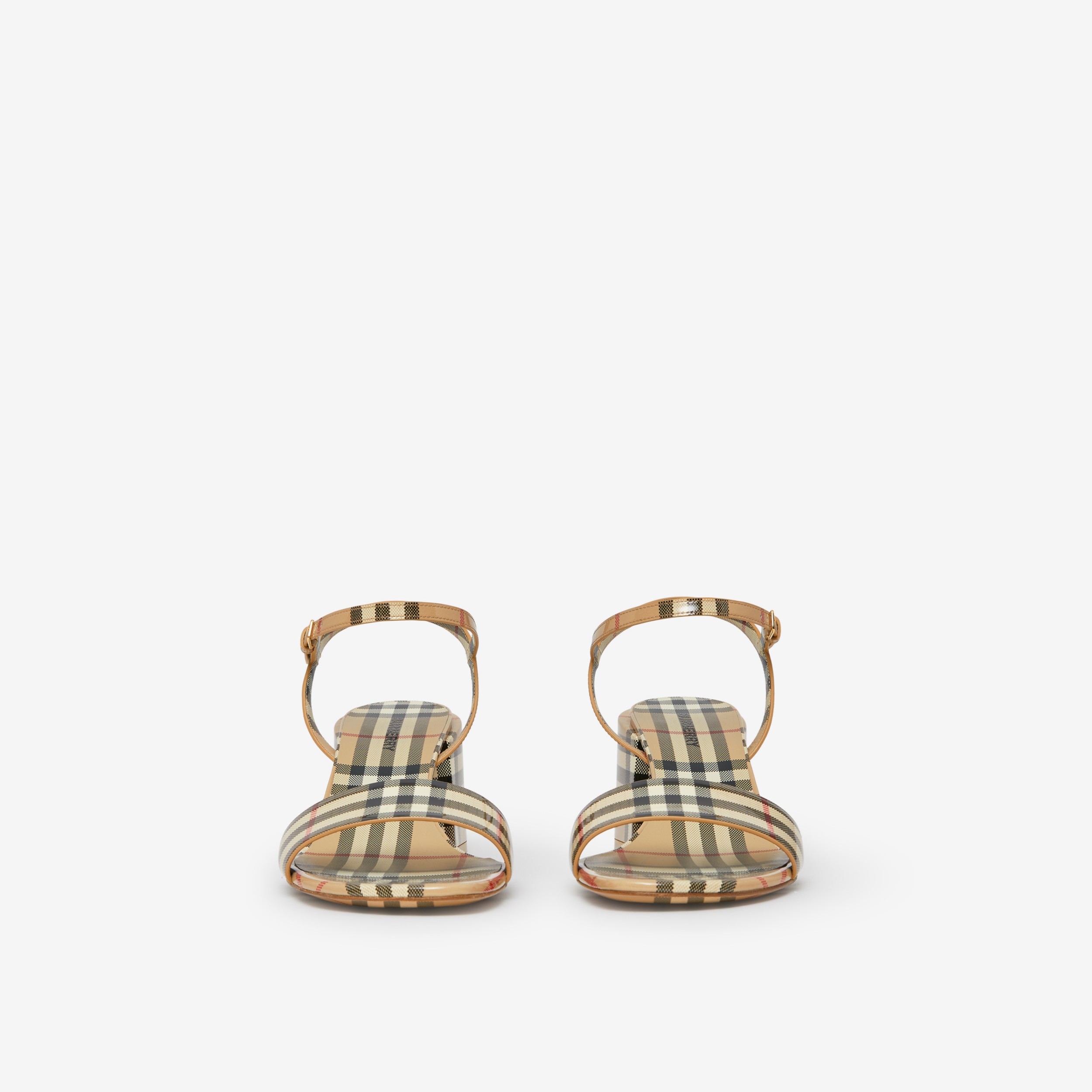 Vintage Check Patent Leather Sandals in Archive Beige | Burberry® Official - 2