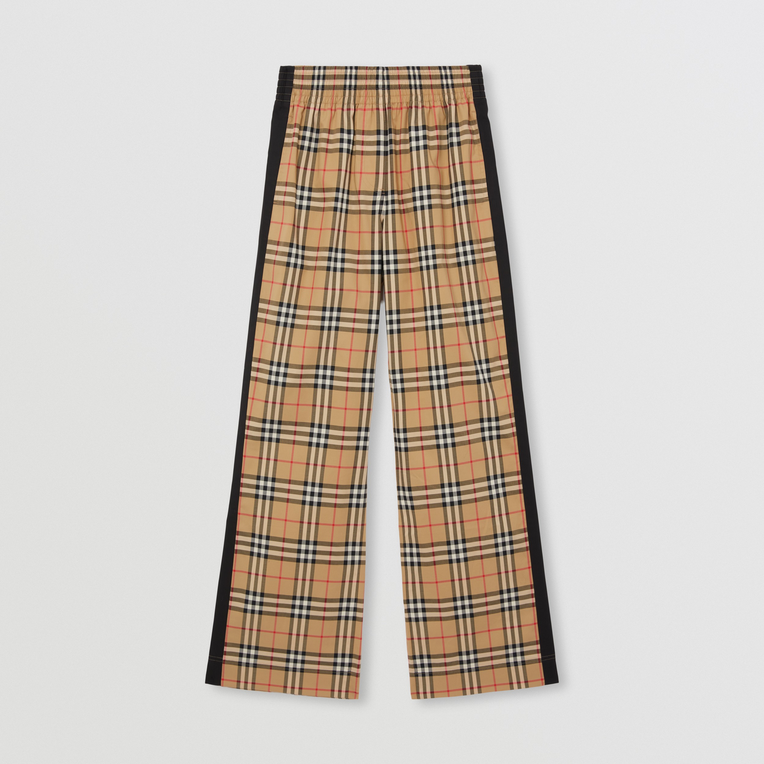 Side Stripe Vintage Check Stretch Cotton Trousers in Archive Beige | Burberry® Official - 4