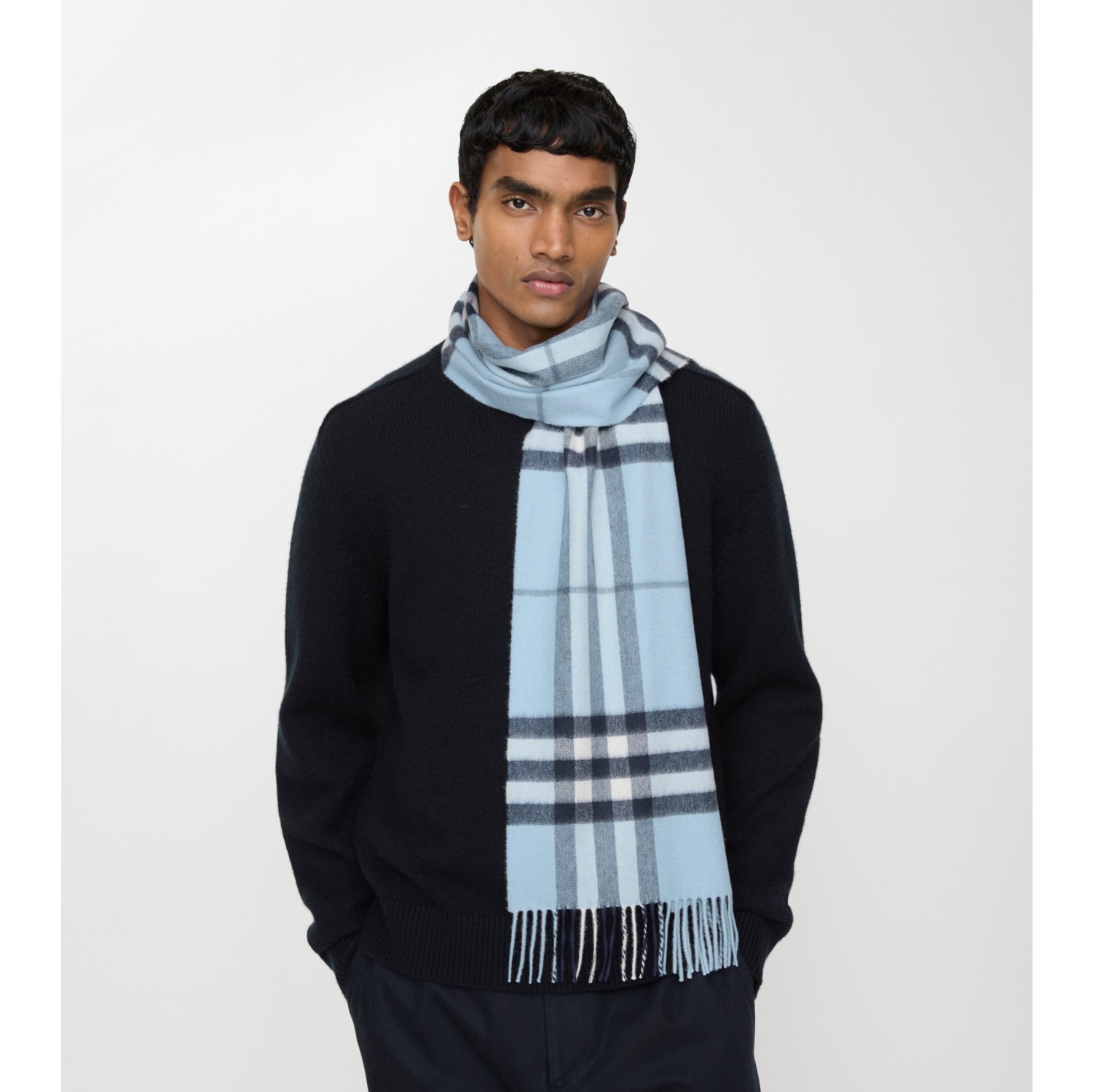 Check Cashmere Scarf in Bank | Burberry® Official