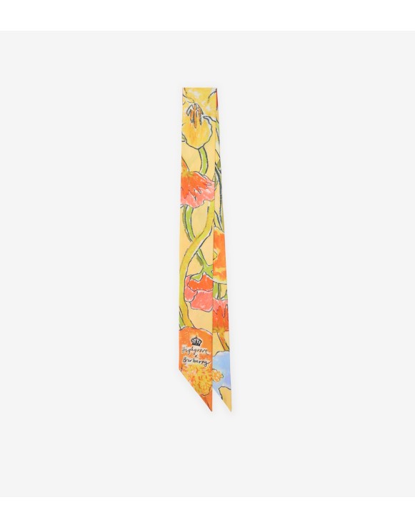 Skinny Highgrove Cascading Flowers Silk Scarf