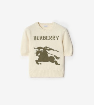 極美品 現行品 BURBERRY 白タグ テディベア刺繍 36.000円 ナイト ウールカシミアトップ (セラミックホワイト) - ウィメンズ