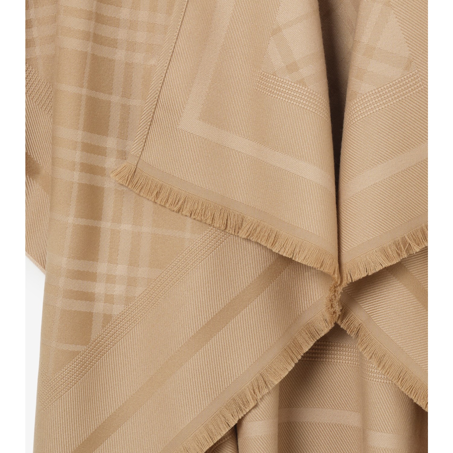 Check Wool Cashmere Cape