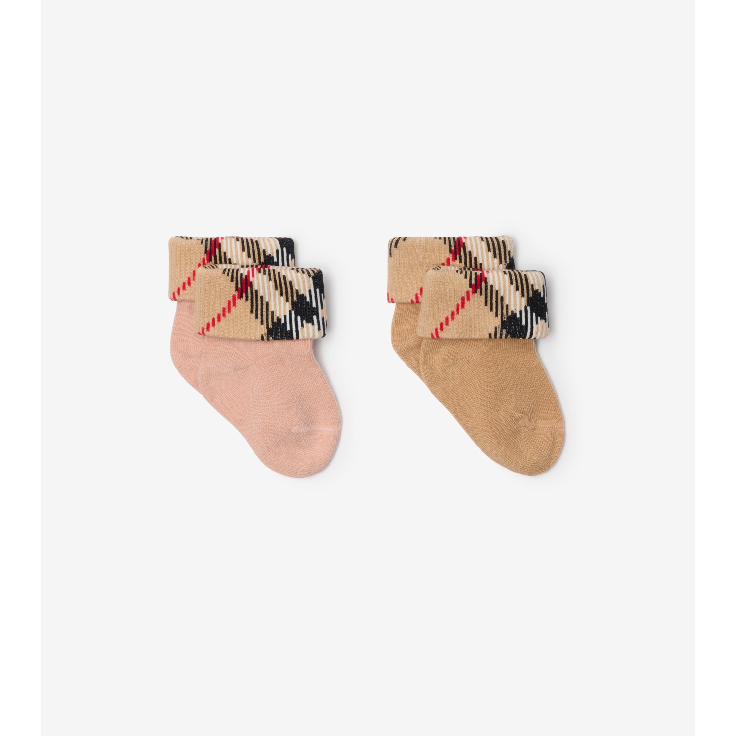 Check Cotton Blend Two-piece Sock Set