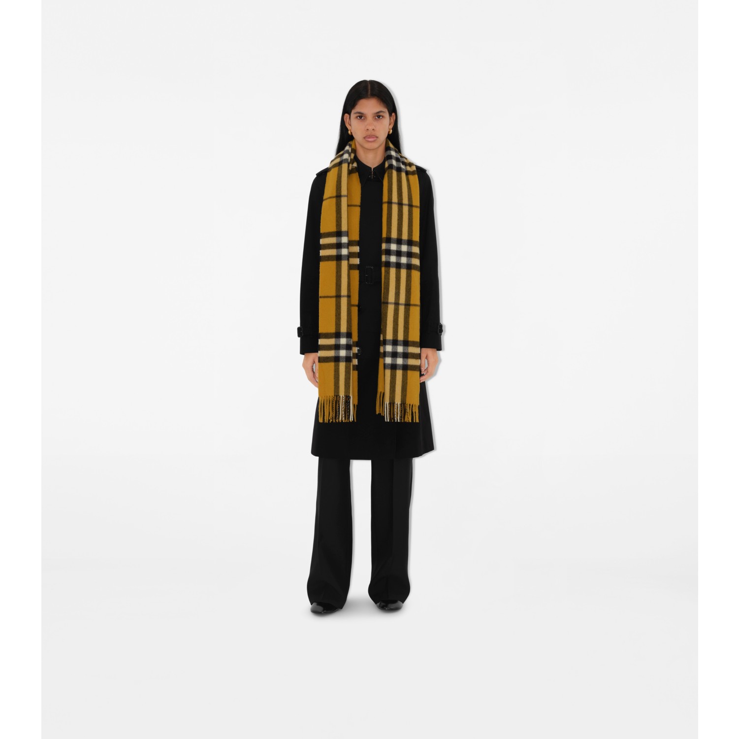 Wide Check Cashmere Scarf