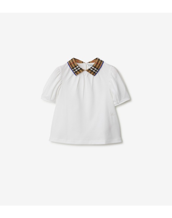 Check Collar Cotton Polo Shirt