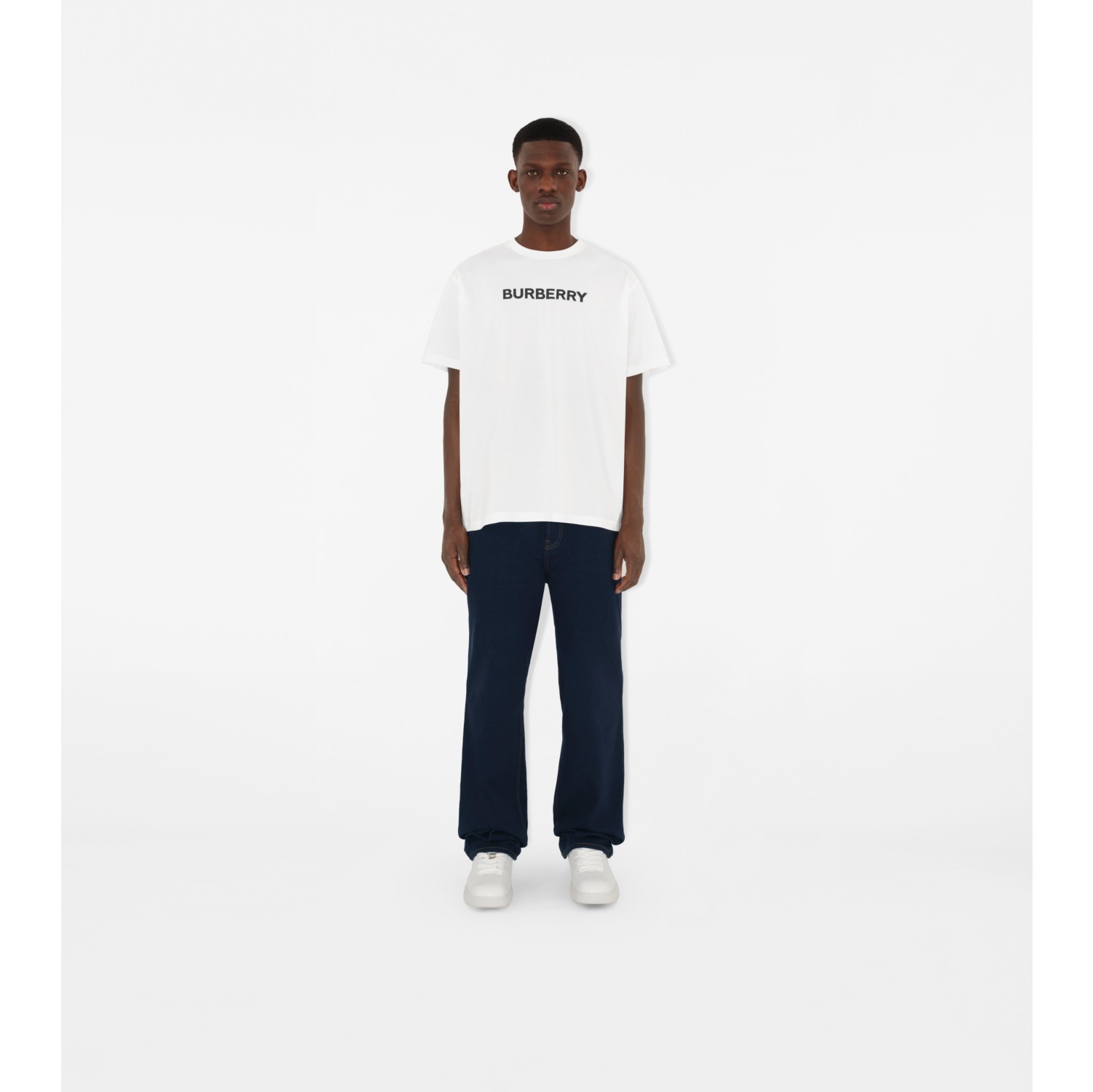 Logo Cotton T shirt in White Men Burberry Official