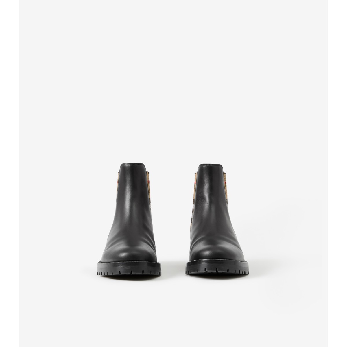  Check Panel Leather Chelsea Boots