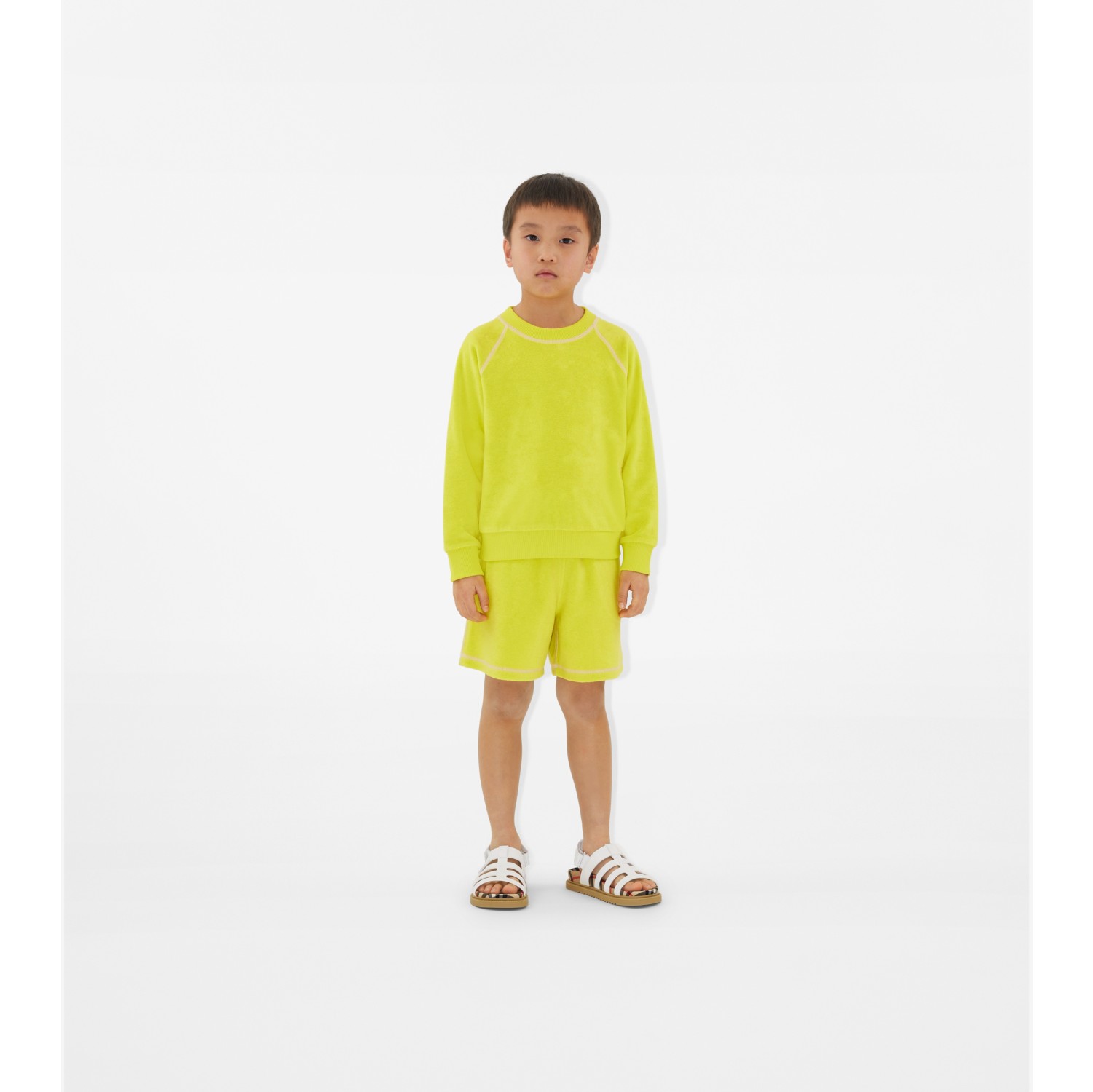 Cotton Blend Towelling Sweatshirt in Vivid lime Burberry Official