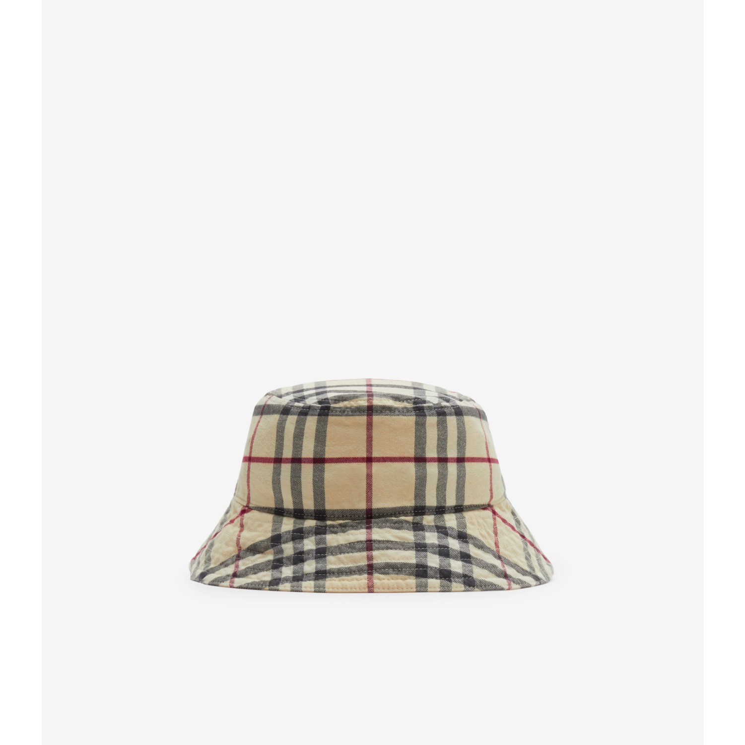 Check Cotton Bucket Hat in Stone - Men | Burberry® Official