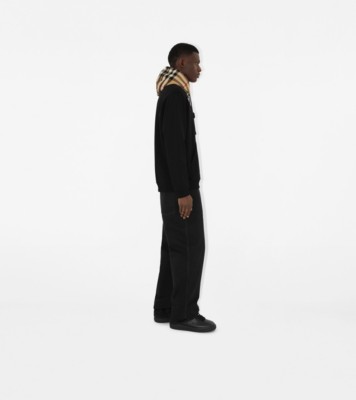 パーカー・フーディ *Burberry* Check Hood Cotton Hood Black 8058117 8058117SS25 Check Hood Cotton Hoodie in Black - Men | Burberry® Official