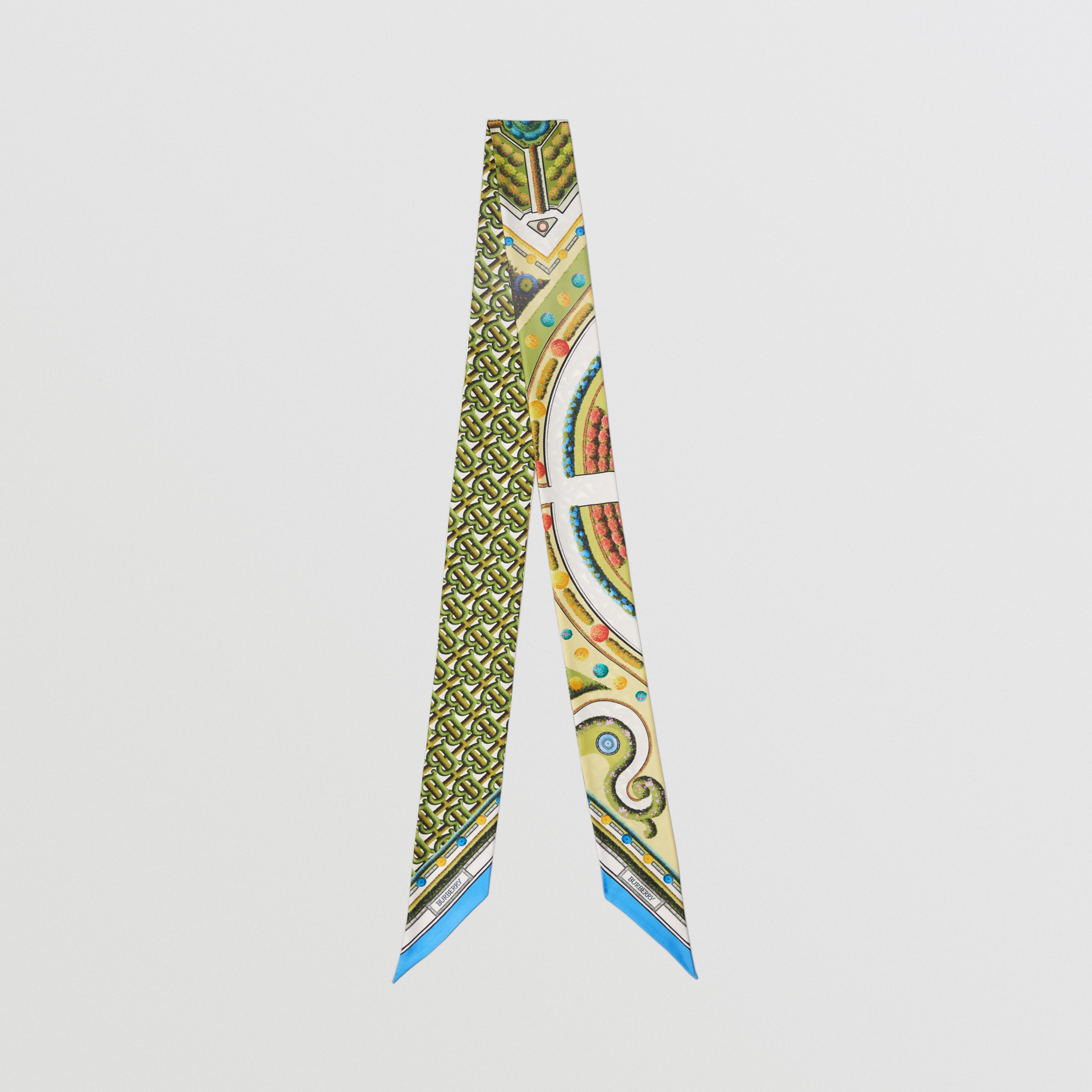 Skinny scarf de seda com estampa de topiaria (Verde Hera) - Mulheres | Burberry® oficial - 1