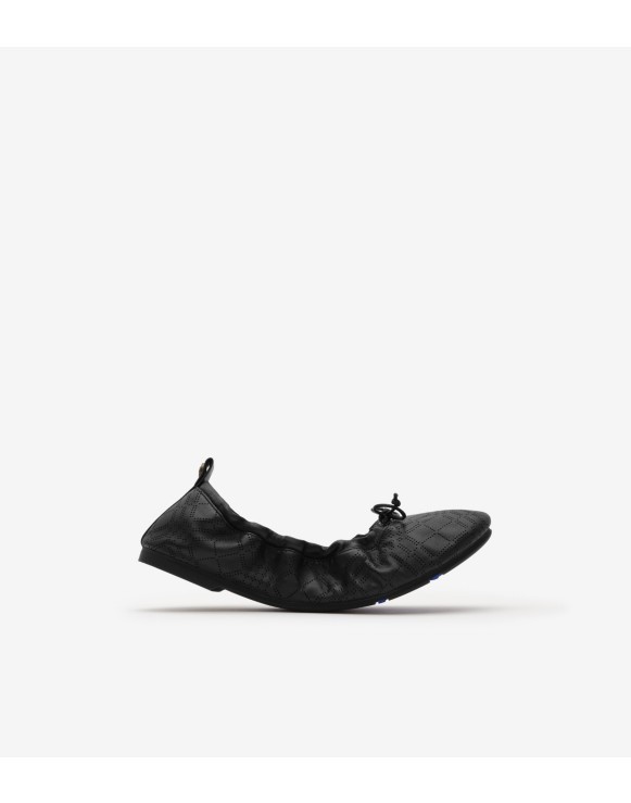 Check Leather Fawn Ballerinas​