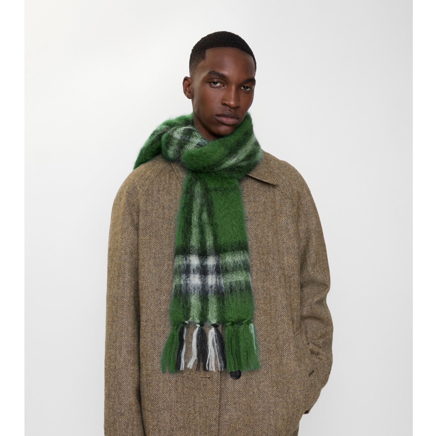 Check Mohair Wool Scarf