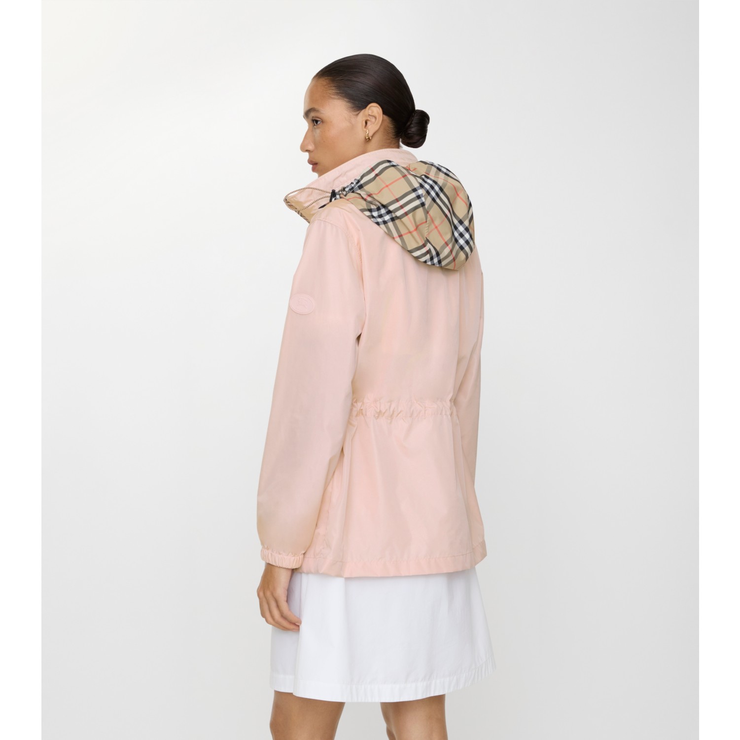 Short Checker-tape Nylon Parka in Bouquet pink - Women | Burberry