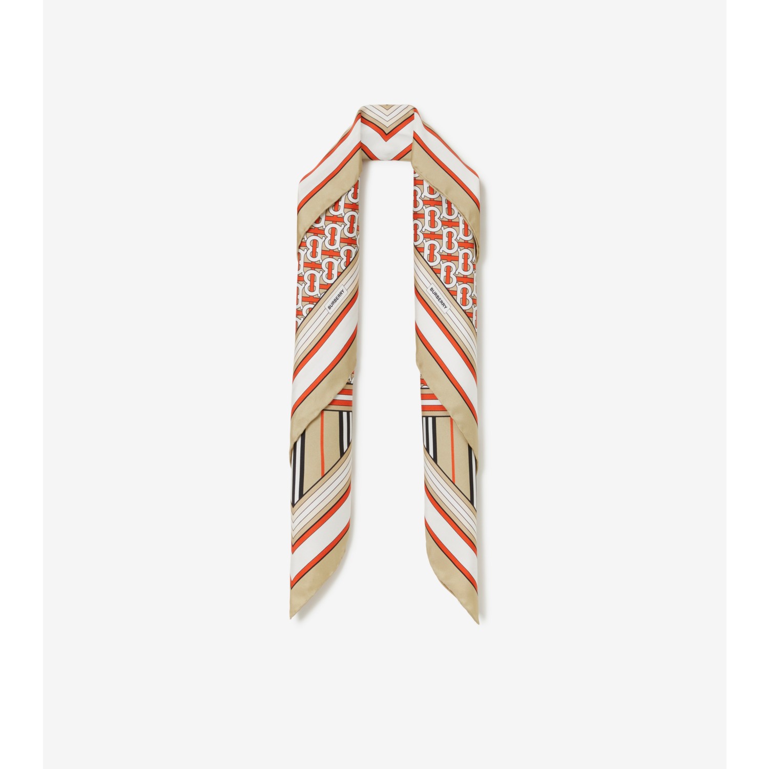 Montage Print Silk Square Scarf in Vermillion Burberry® Official