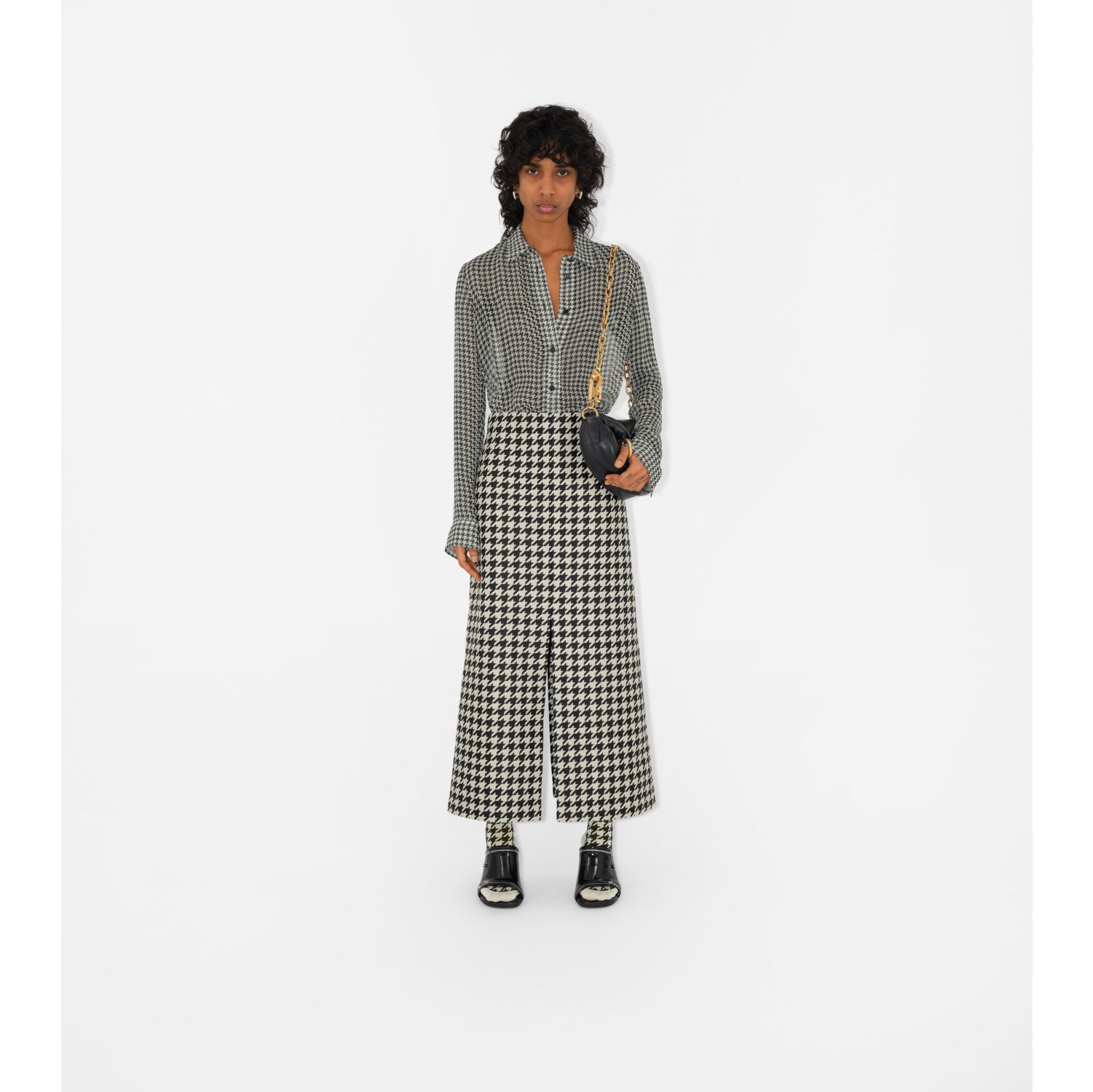 Houndstooth Twill Skirt